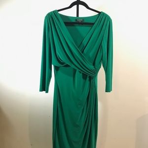 Lauren Ralph Lauren Green Electa Wrap Front Dress